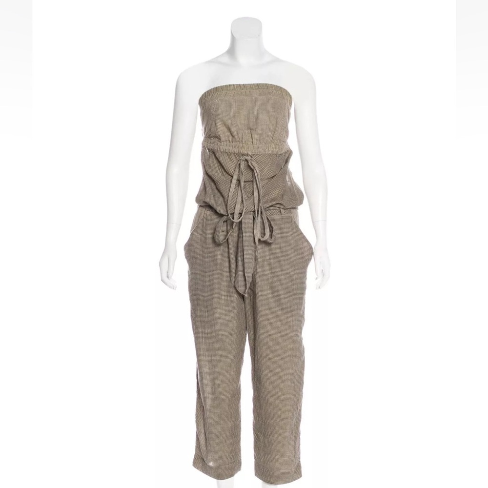 MALIA MILLS Gingham Cotton Jumpsuit, Brown, size 2  $595